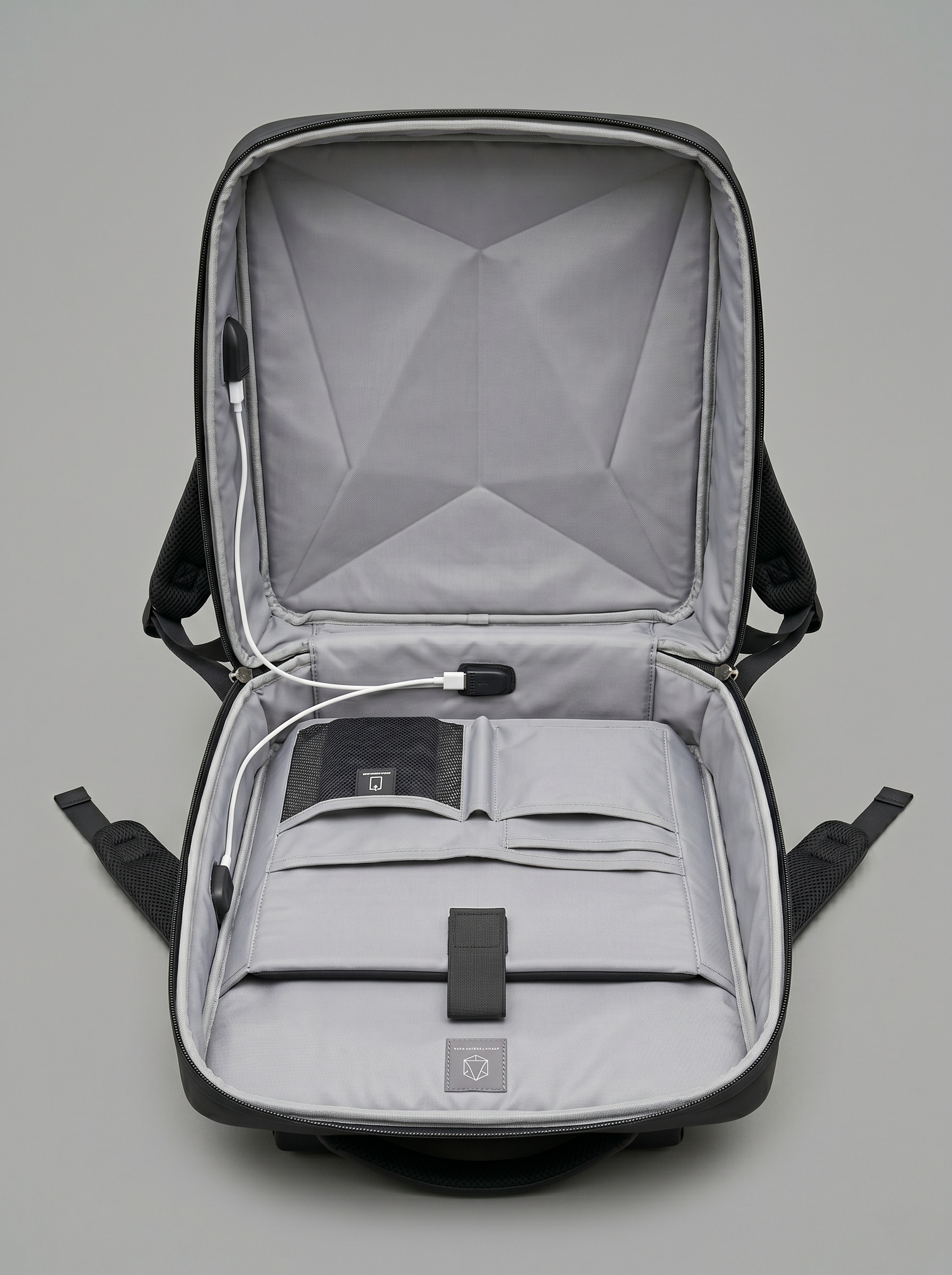 Modern Black Hard-Shell USB Backpack