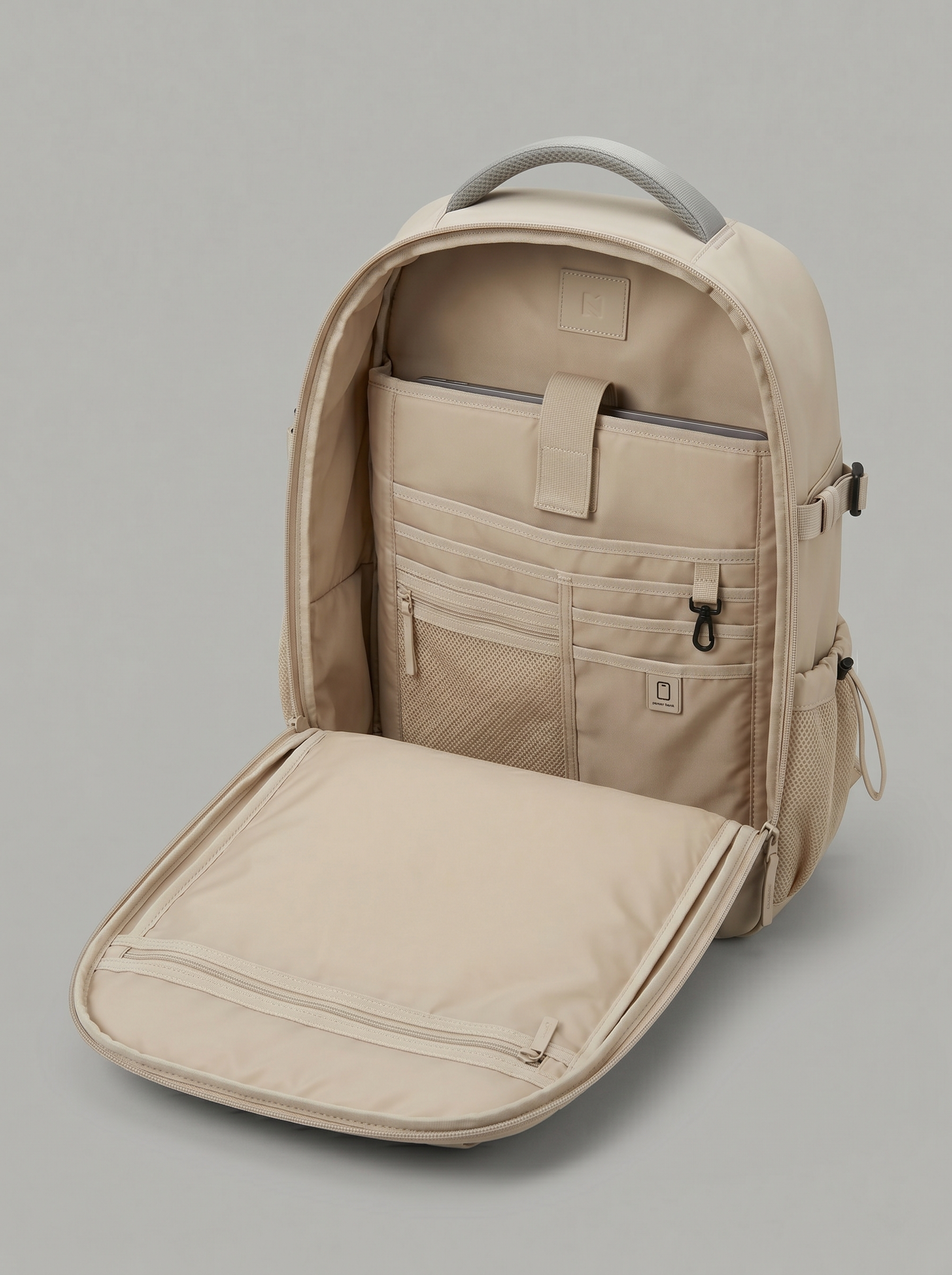 Light Beige Multi-Pocket Everyday Backpack