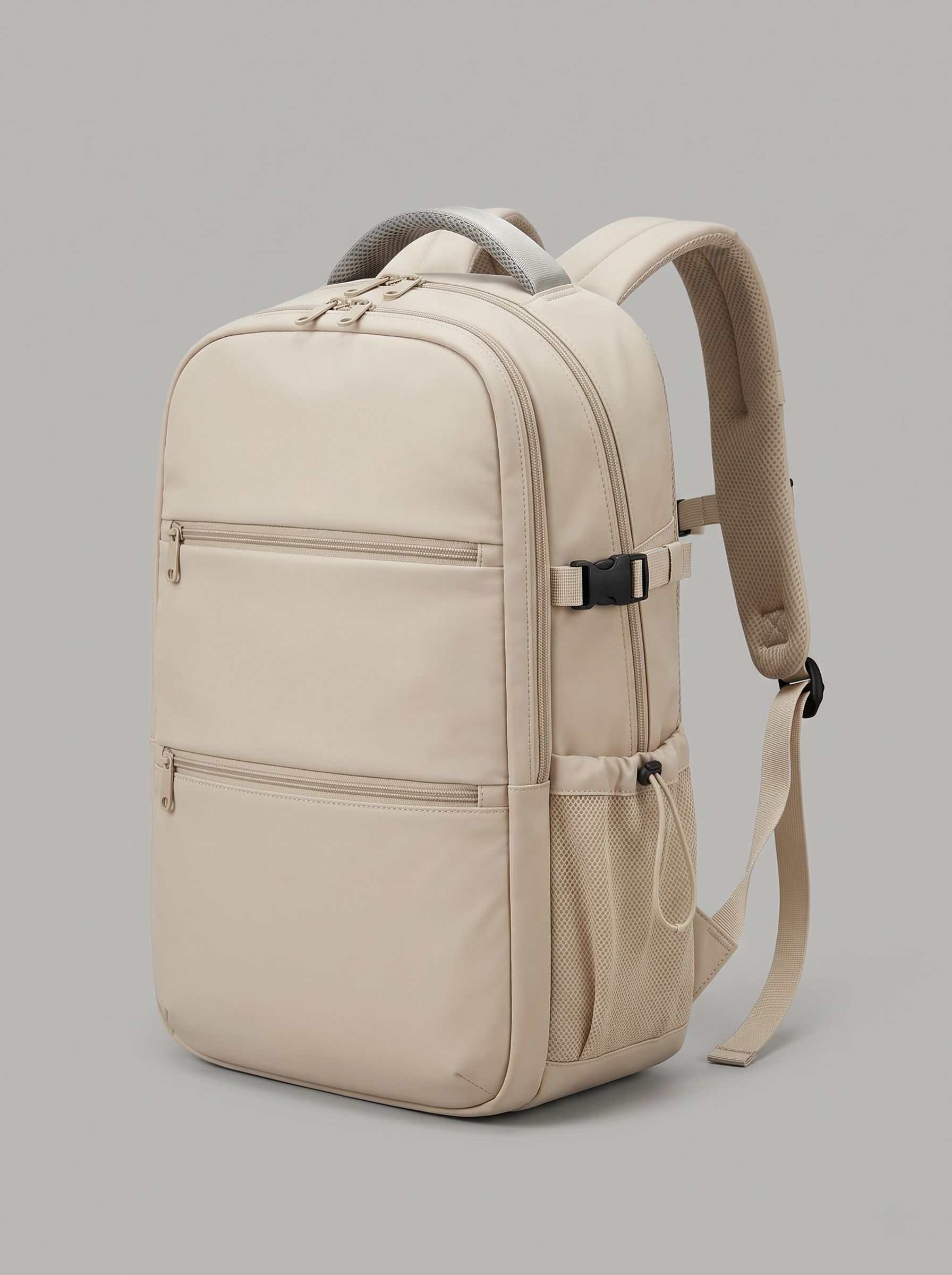 Light Beige Multi-Pocket Everyday Backpack
