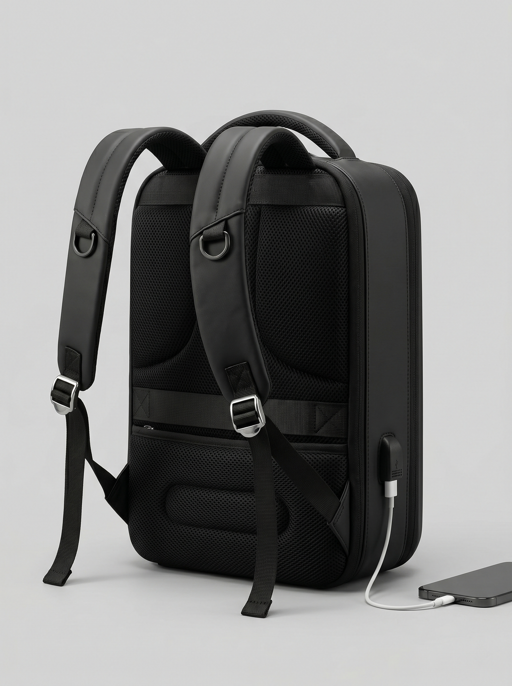 Modern Black USB Charging Backpack