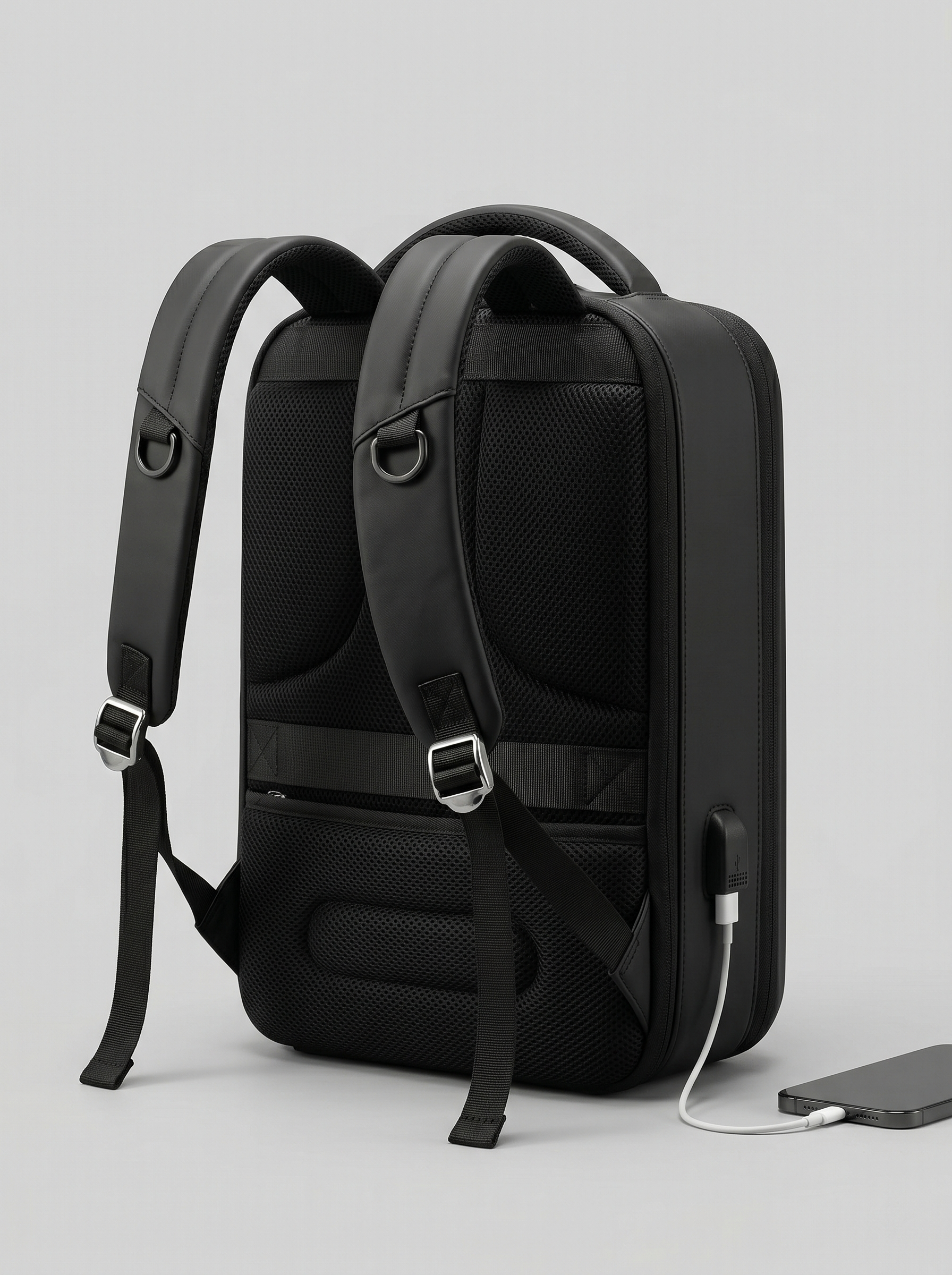 Modern Black USB Charging Backpack