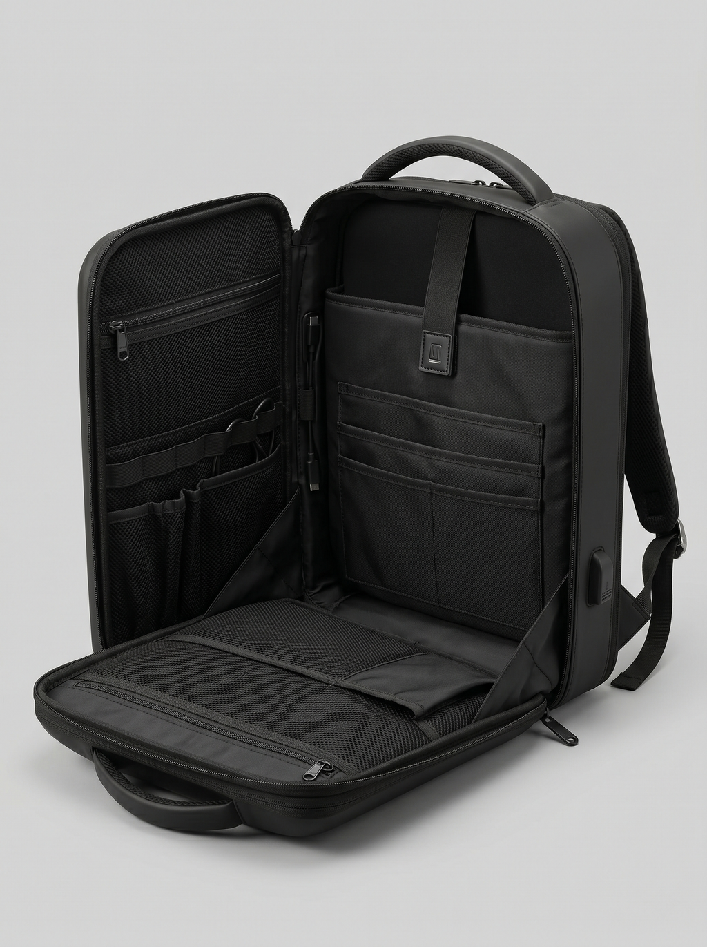 Modern Black USB Charging Backpack