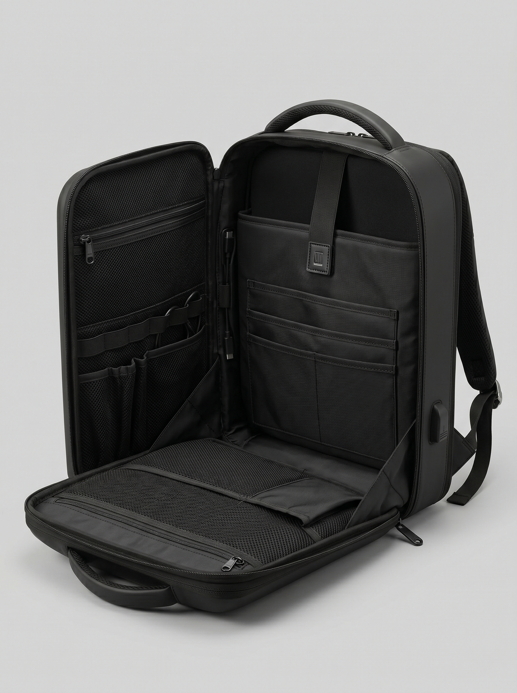 Modern Black USB Charging Backpack