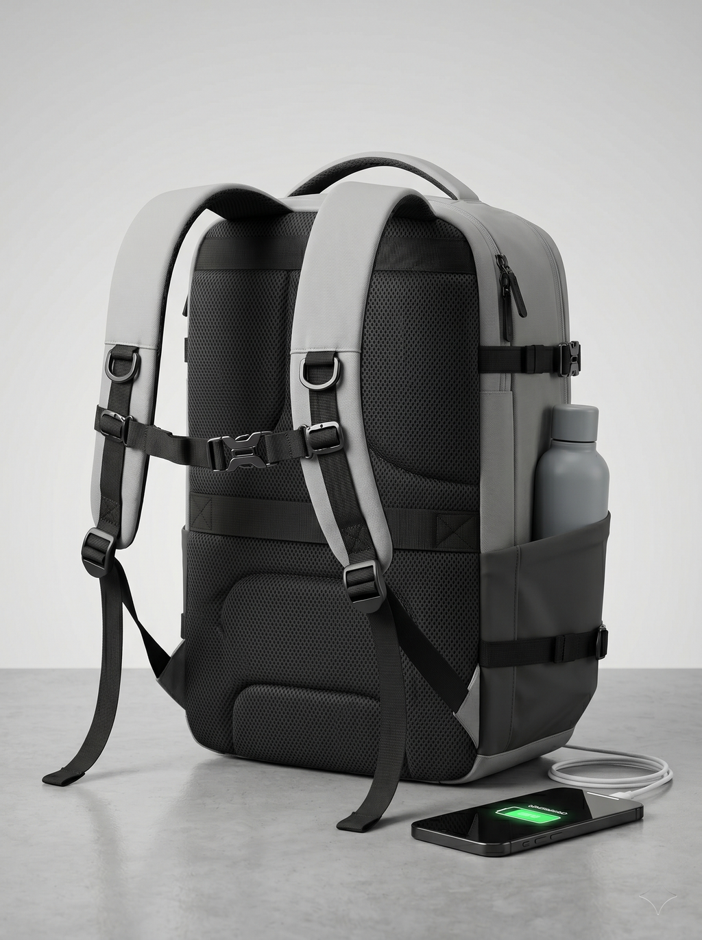 Light Gray USB Travel Backpack