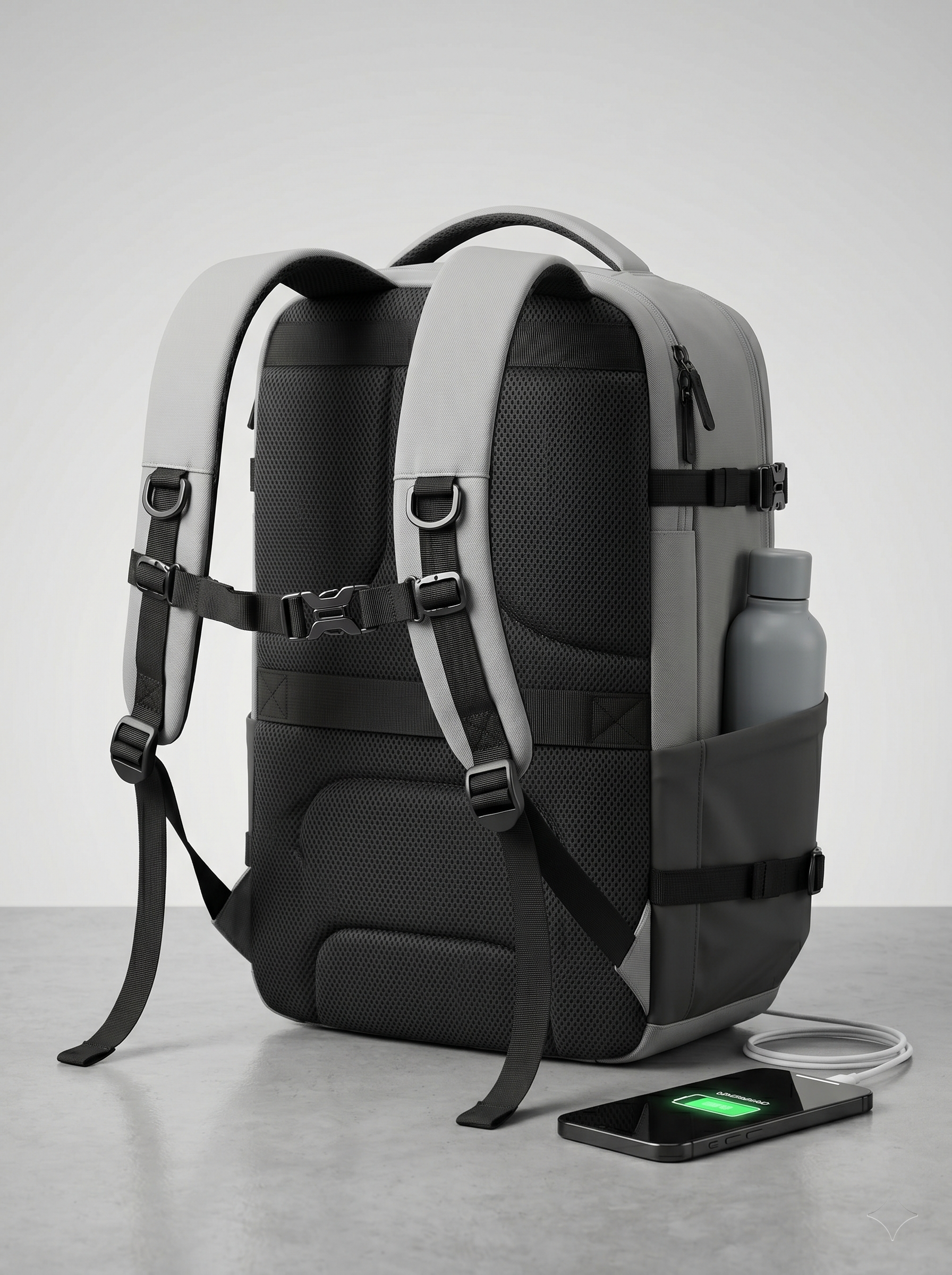 Light Gray USB Travel Backpack
