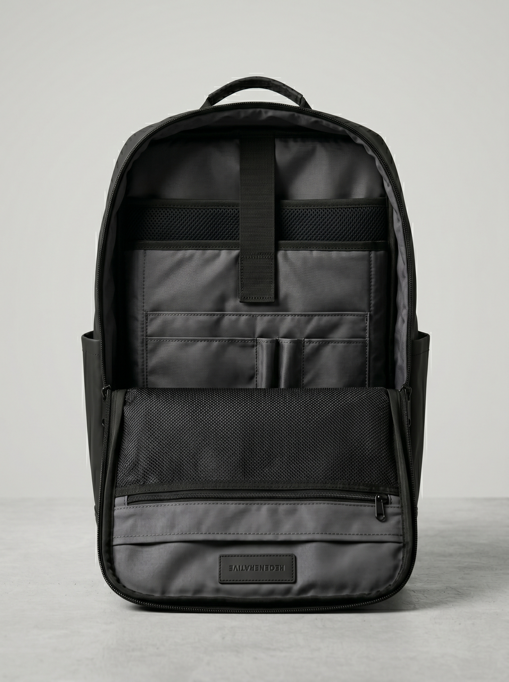 Modern Black Flap-Top Commuter Backpack
