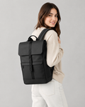 Modern Black Flap-Top Commuter Backpack