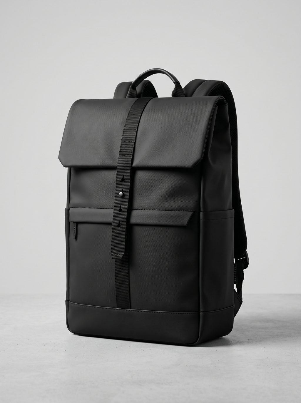 Modern Black Flap-Top Commuter Backpack