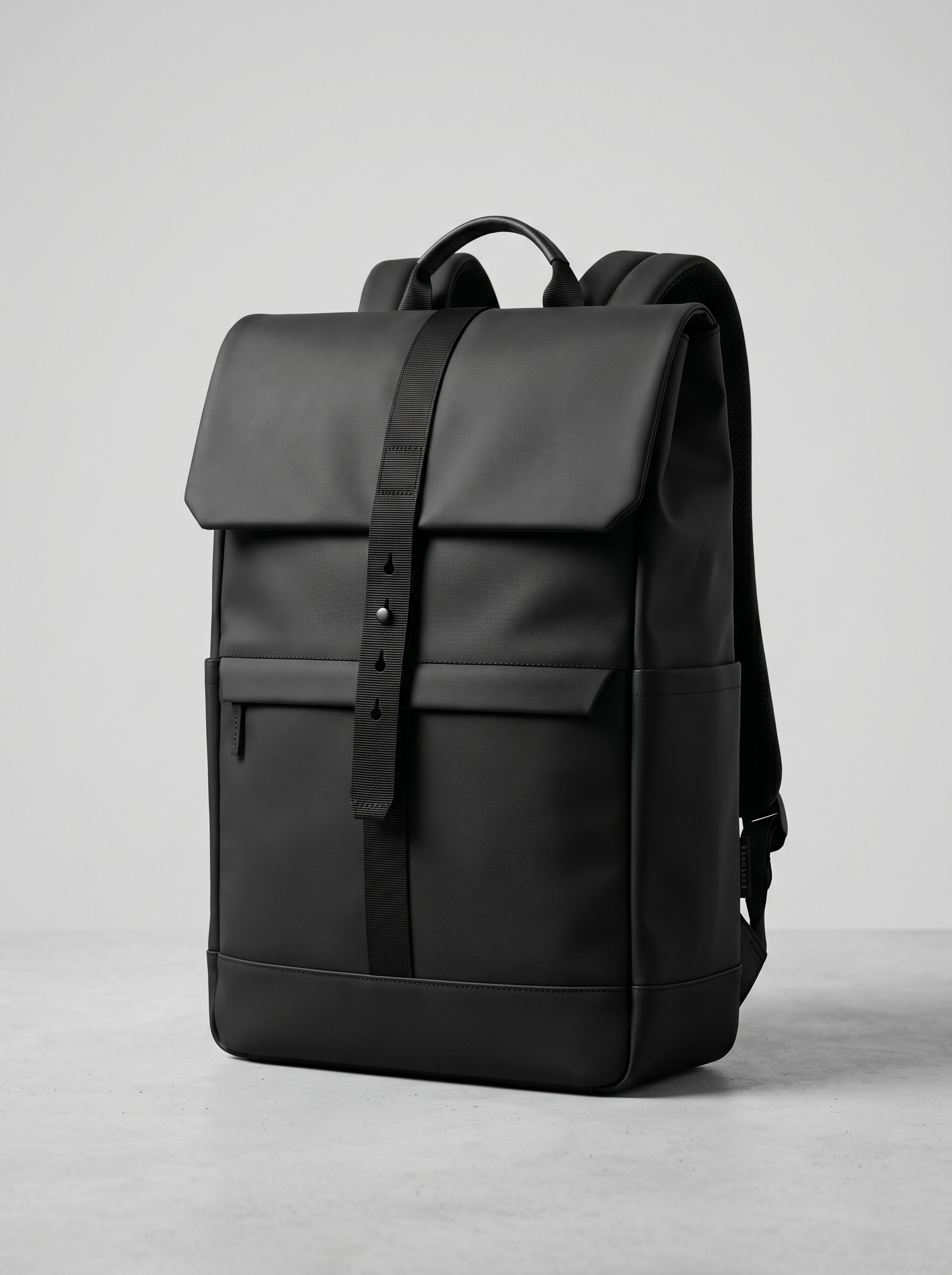 Modern Black Flap-Top Commuter Backpack